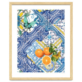 Mediterranean blue tiles, butterflies and citrus fruit thumbnail