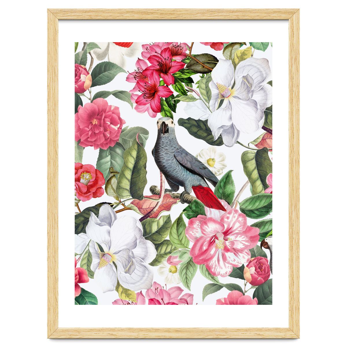 Vintage Cockatoo in Flower Jungle