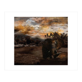 Elephant Scenic Golden Sunset African Wildlife Landscape (Print Only) thumbnail