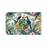 Tropical Toucans in Lush Jungle Foliage (Print Only)