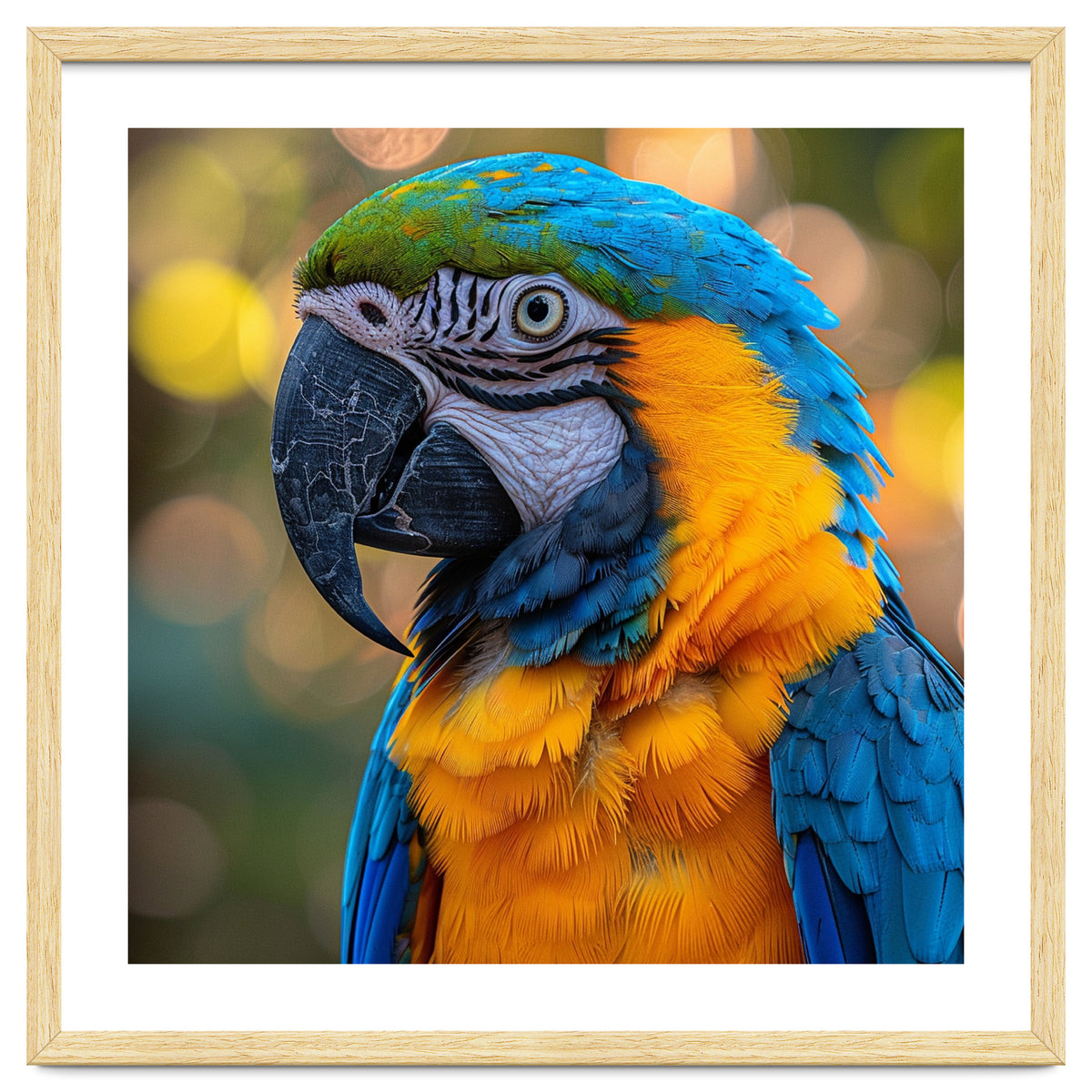 Blue And Yellow Macaw Parrot Close Up Detailed Shot