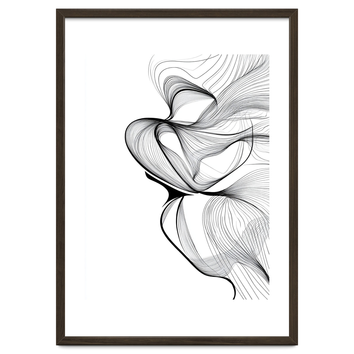 Abstract Black And White Swirls And Lines Flowing Art