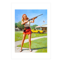 Pinup Shooting Girl (Print Only)