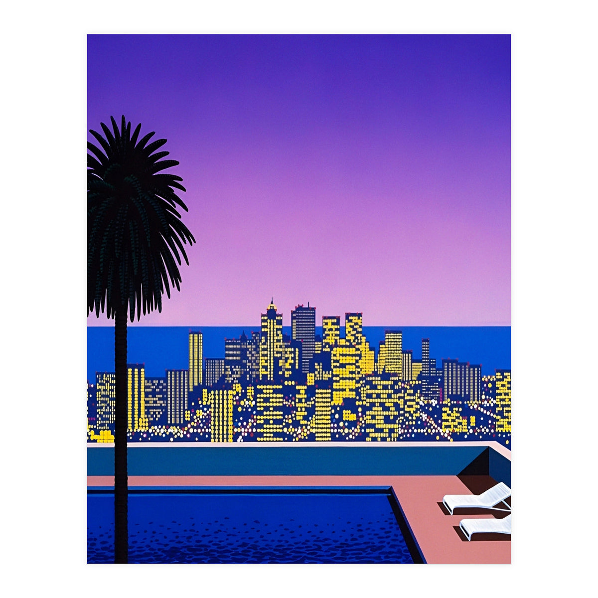 Hiroshi Nagai - City Pop At Night, Swimming Pool (Print Only)