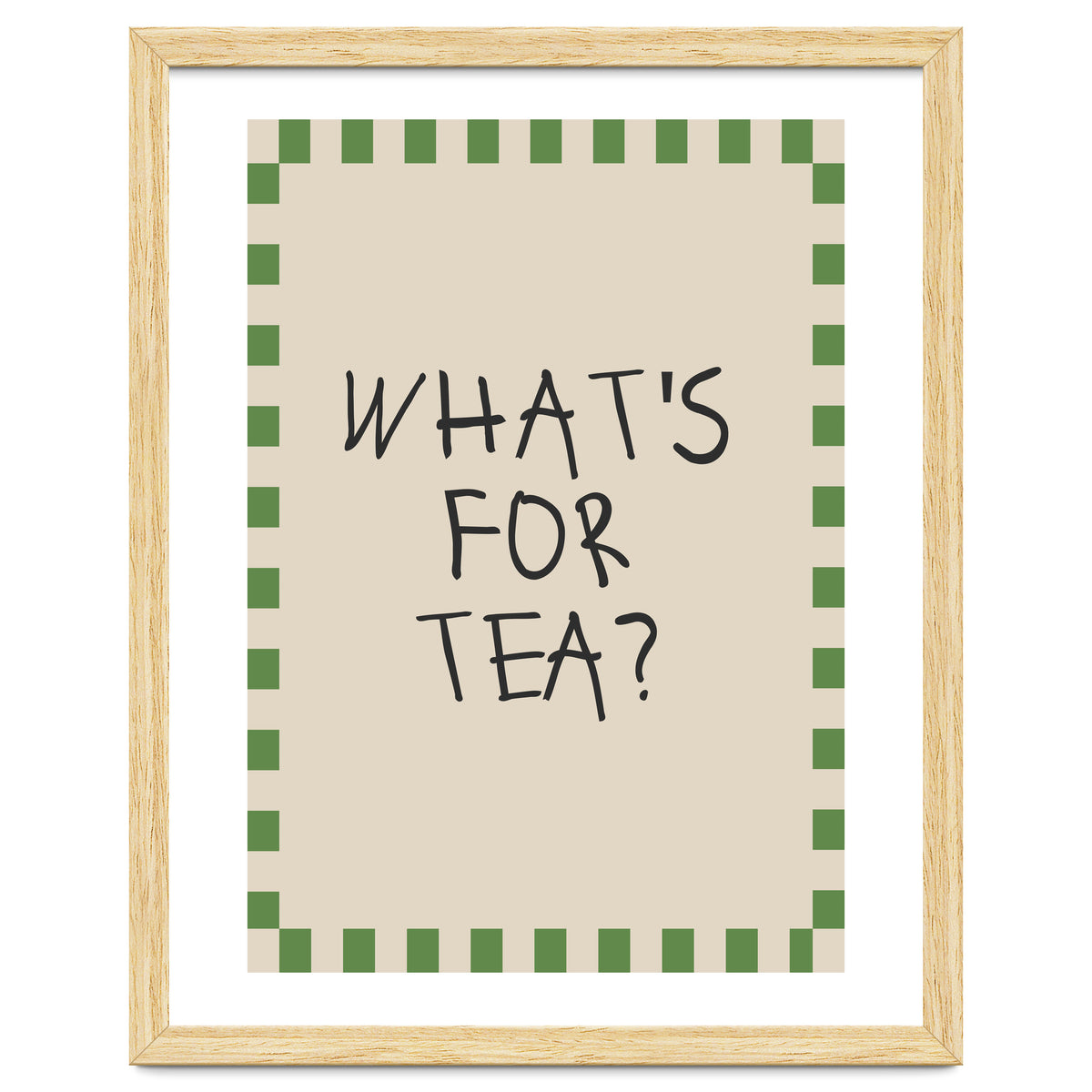 What’s For Tea, Cute Kitchen Quote Print, Playful Wall Art for Dining Spaces