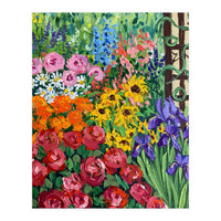Vibrant Summer Cottage Garden Oil Painting (Print Only)