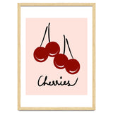 Cherries modern simple minimalistic red cute Fruit wall art thumbnail