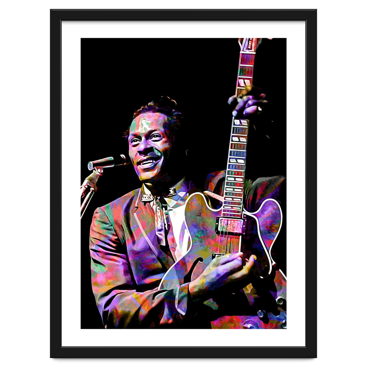 Chuck Berry Rock and Roll Guitarist Colorful