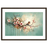 Bird Resting On Cherry Blossom Branch thumbnail