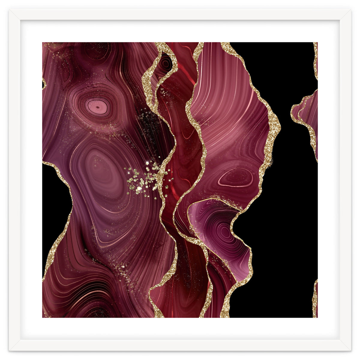 Burgundy & Gold Glitter Agate Texture 01