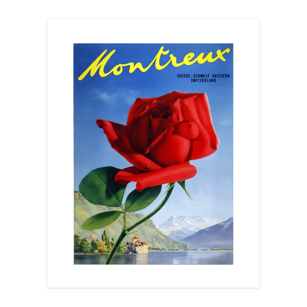 Red Rose on Montreux, Switzerland (Print Only)