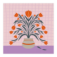 Tulips in a vase - orange and violet (Print Only)