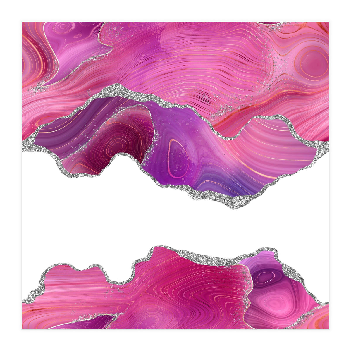 Magenta & Silver Agate Texture 07  (Print Only)
