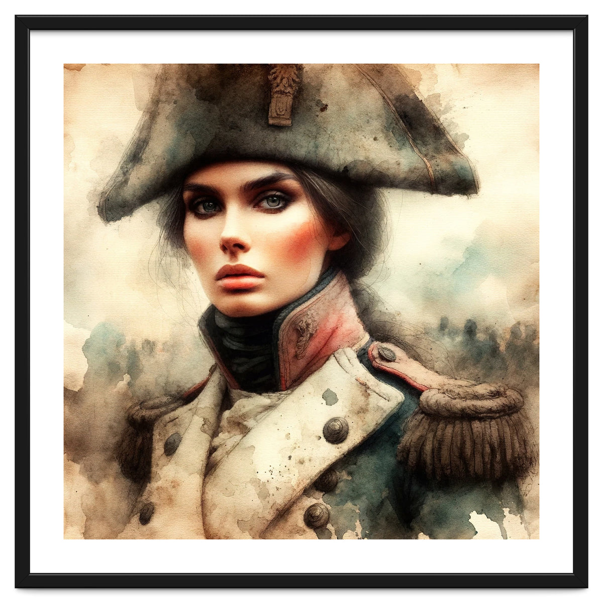 Napoleonic Officer Woman Portrait