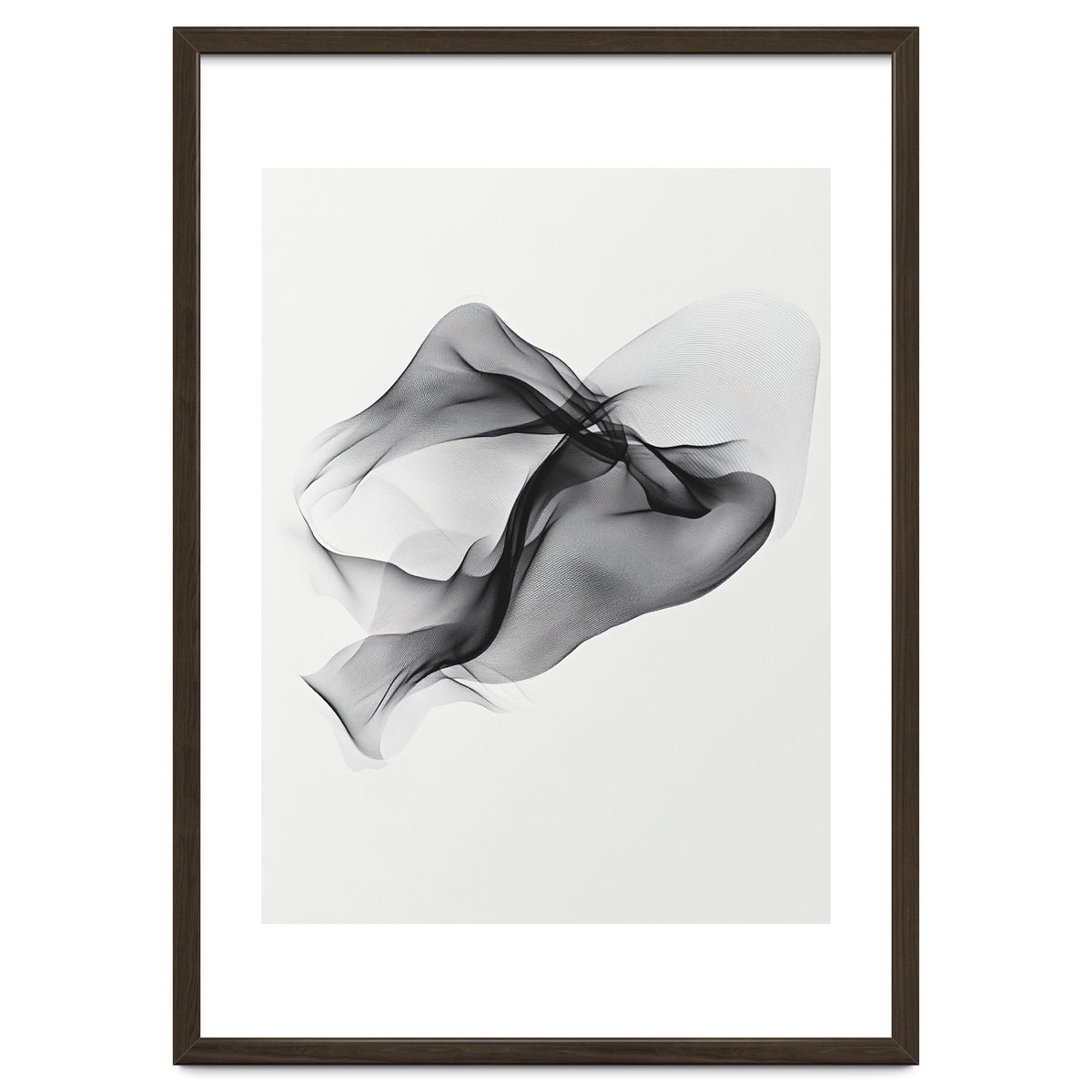 Abstract Black Flowing Fabric Wave