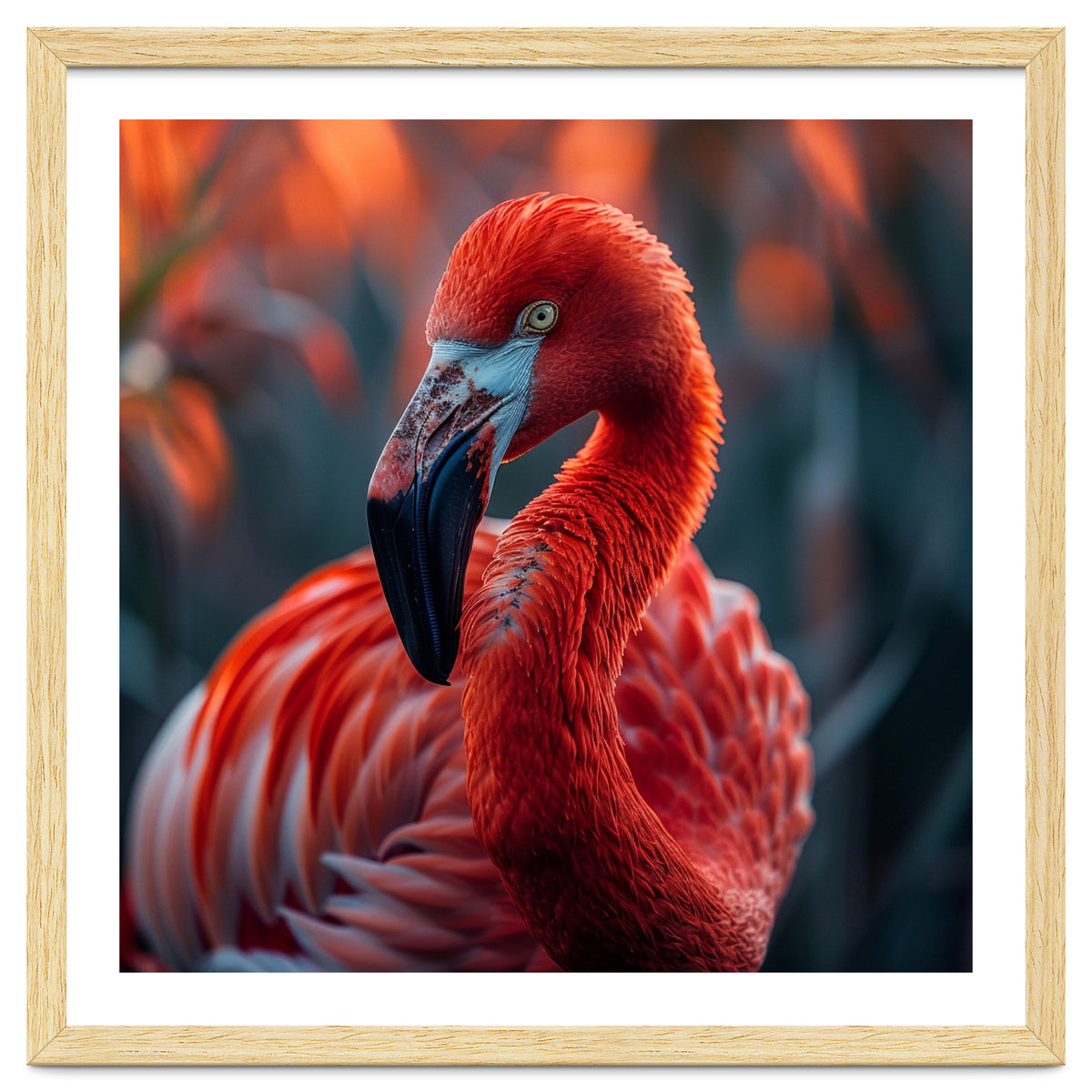 Vibrant Flamingo Close Up Portrait Outdoor Nature