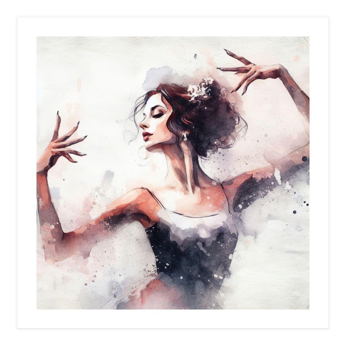 Elegant Ballet Dancer Portrait In Motion (Print Only)