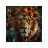 Close Up Majestic Lion Face Amidst Foliage (Print Only) thumbnail