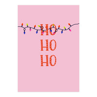 HO HO HO Christmas Lights Art, Pink Holiday Illustration, Modern Festive Quote (Print Only)
