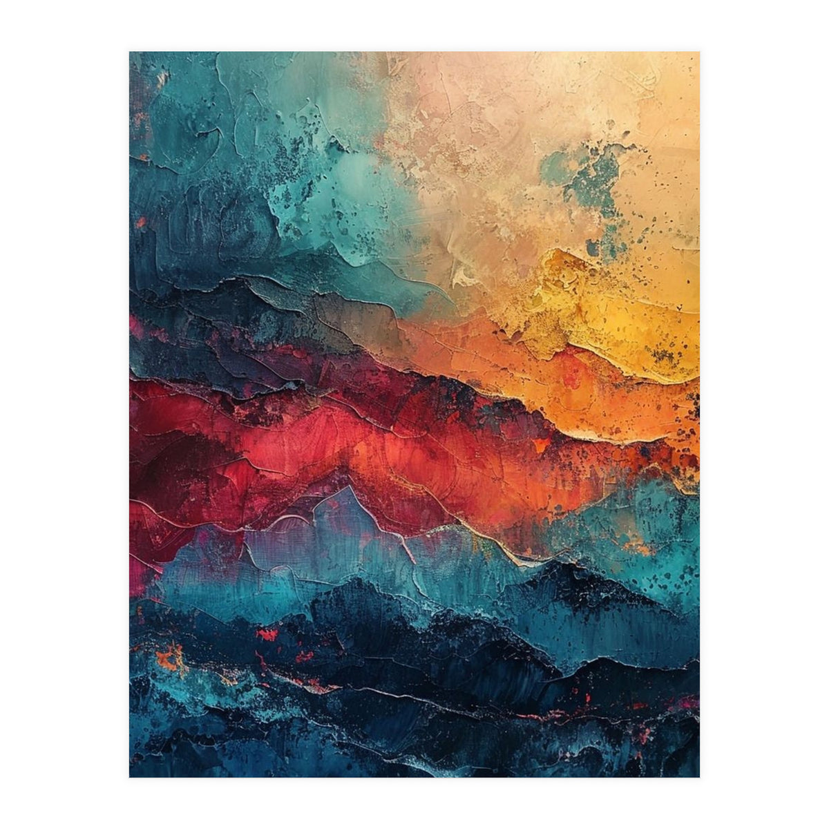 Abstract Textured Mountain Landscape (Print Only)