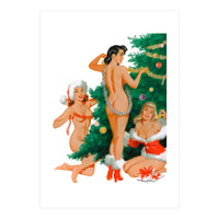 Three Beautiful Women Decorating a Christmas Tree (Print Only)