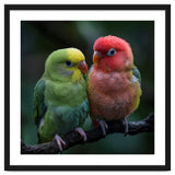 Two Lovebirds Sitting Together On A Branch thumbnail