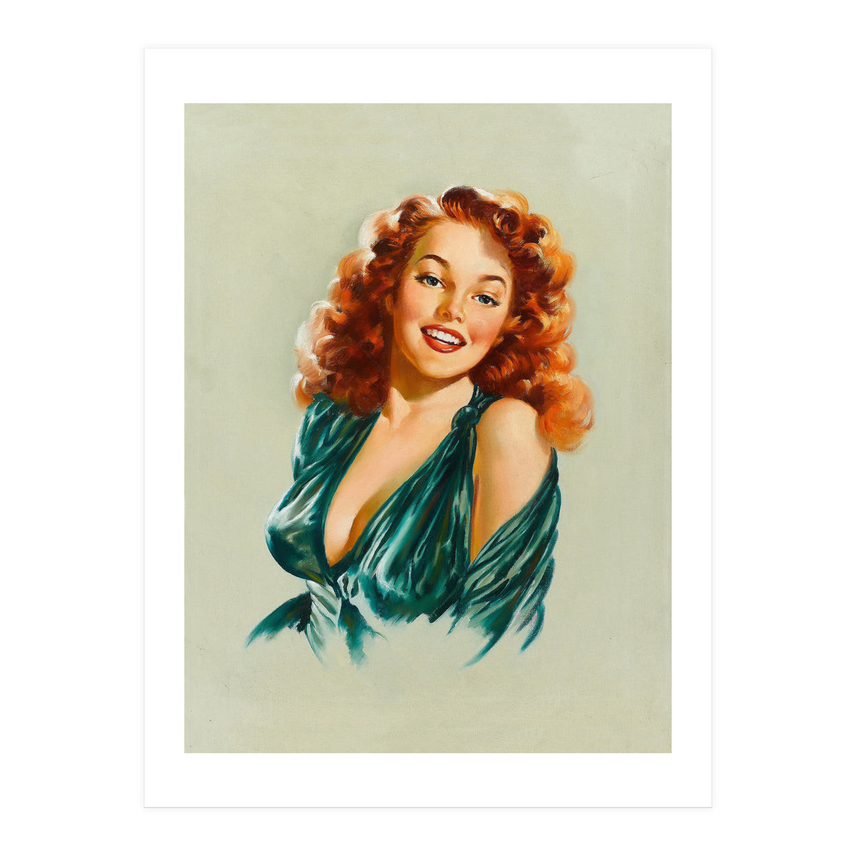 Portrait Of A Redhead Pinup Woman (Print Only)