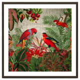 Vintage Rainforest With Tropical Red Parrots thumbnail
