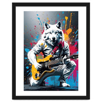 Wolf playing guitar, graffiti