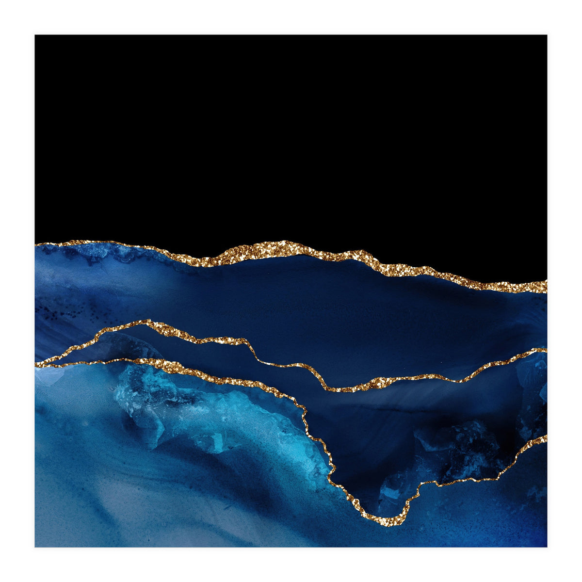 Navy & Gold Agate Texture 07  (Print Only)