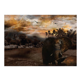 Elephant Scenic Golden Sunset African Wildlife Landscape (Print Only) thumbnail