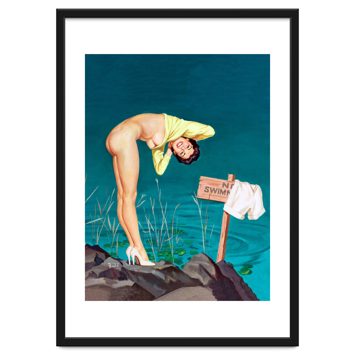 Sexy Pinup Girl With No Swimming Sign
