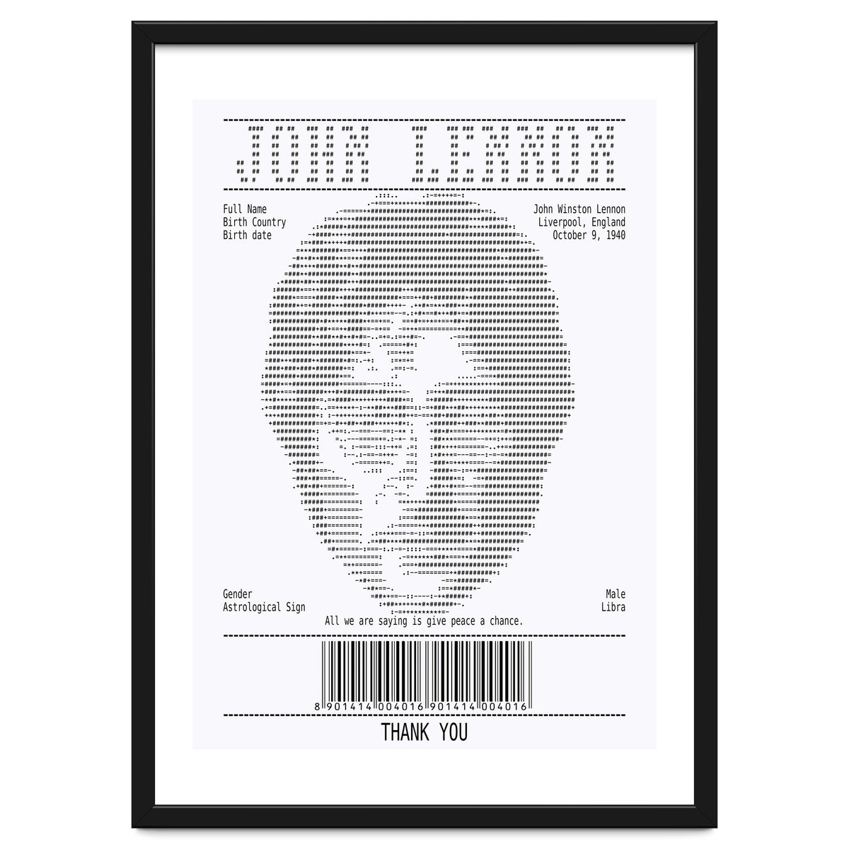 Receipt Art John Lennon Quotes