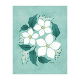 White Flowers On Mint (Print Only) thumbnail