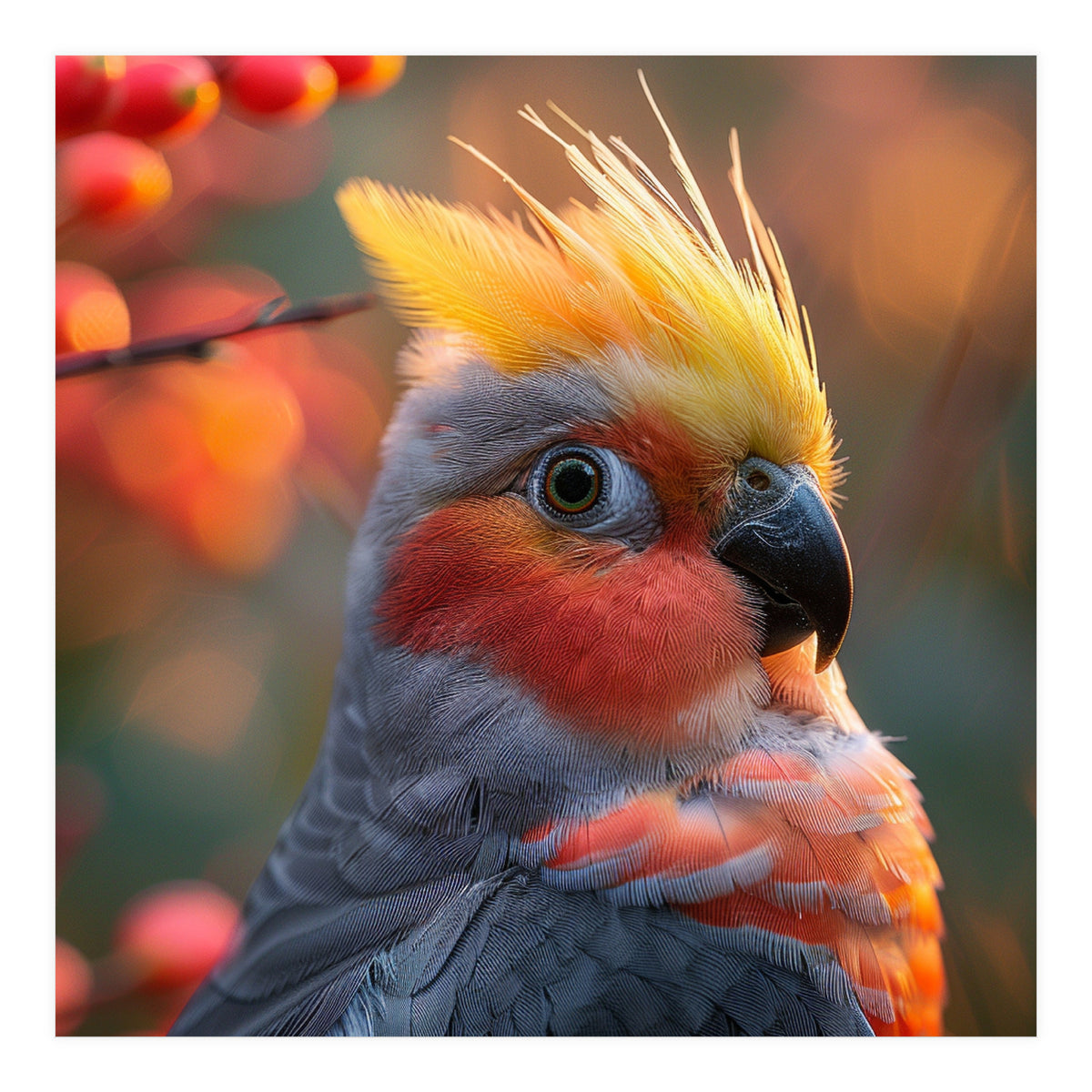 Close Up Portrait Of A Cockatiel Bird (Print Only)