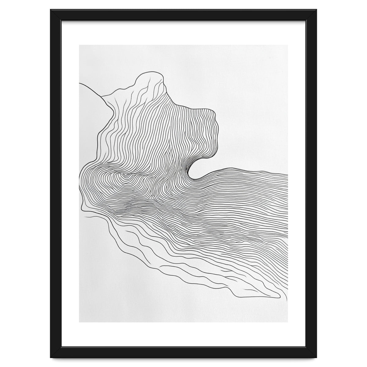 Abstract Black And White Organic Flowing Lines Pattern