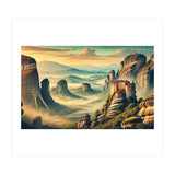 Vintage Greece, Meteora Monasteries Poster (Print Only) thumbnail