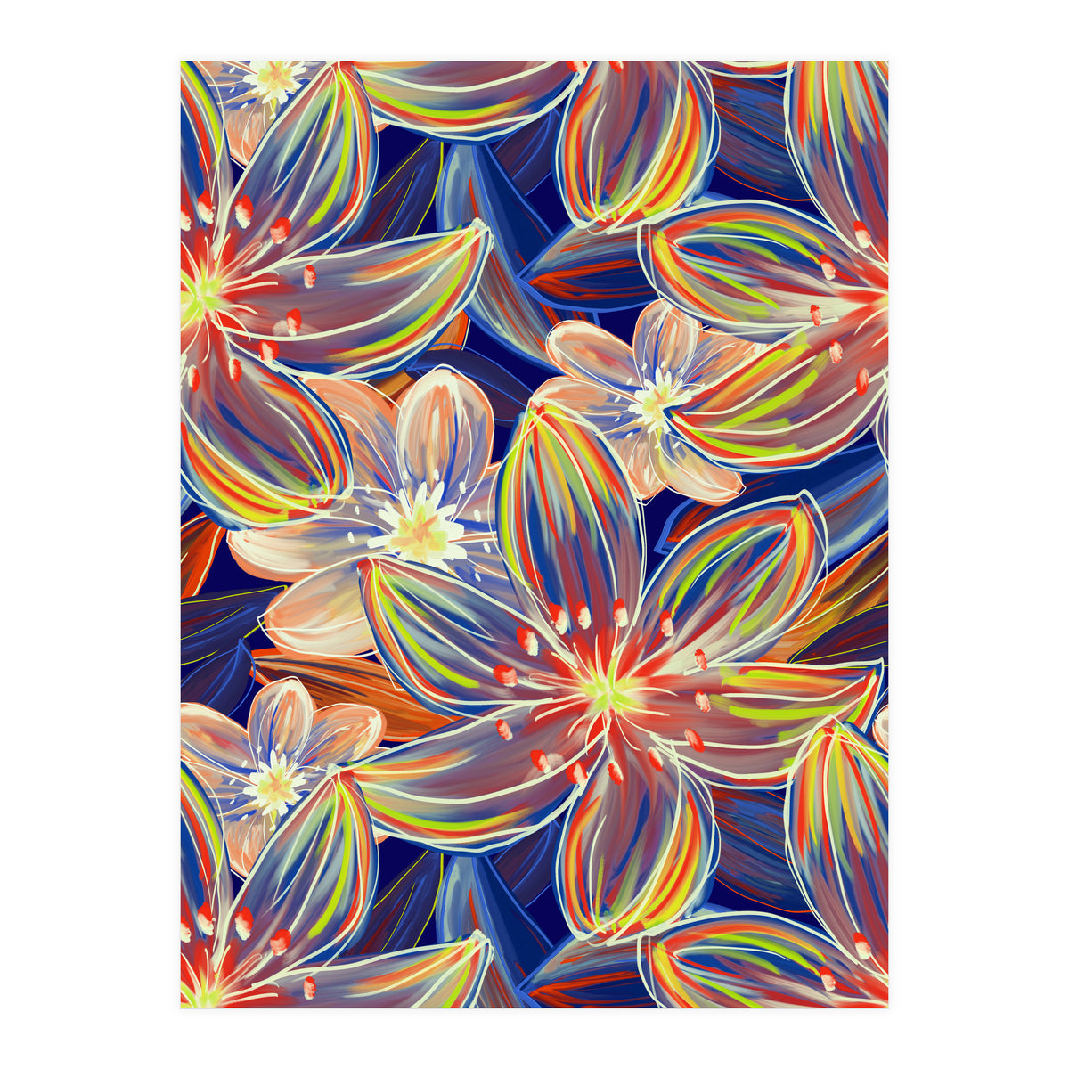 Fluo Bloom Orange & Blue (Print Only)
