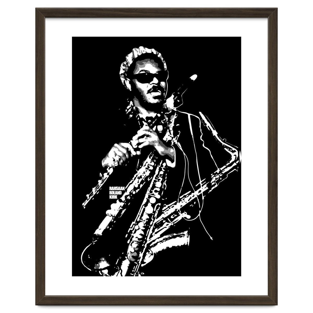 Rahsaan Roland Kirk American Jazz Multi-Instrumentalist in Grayscale