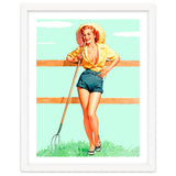 Pinup Country girl Posing With Pitchfork thumbnail