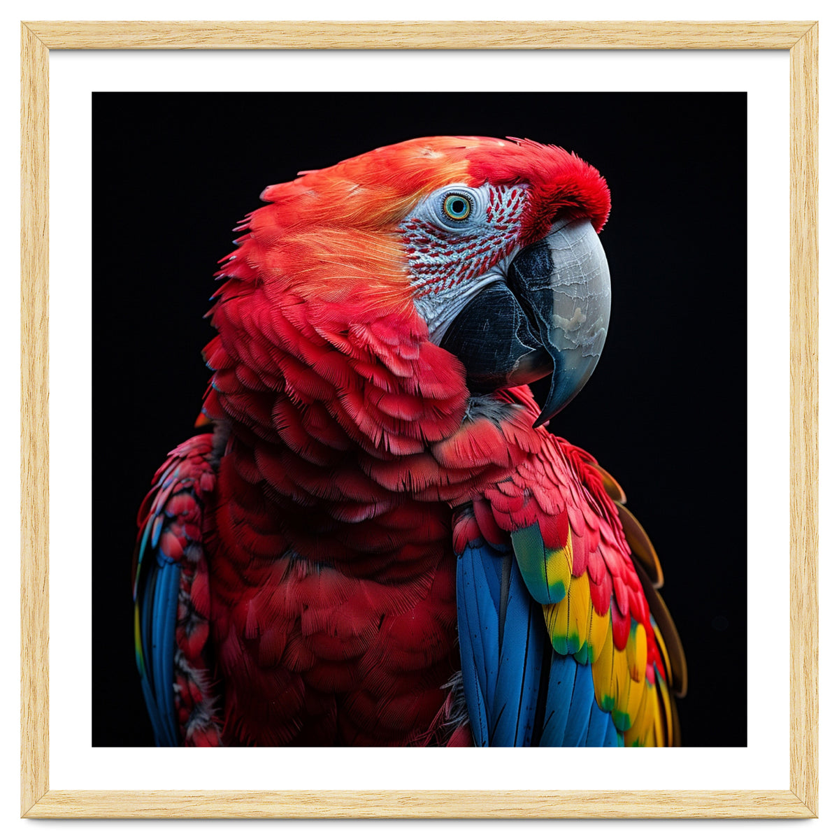 Scarlet Macaw Parrot Close Up Portrait