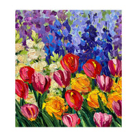Vibrant Summer Tulip Garden Oil Painting (Print Only)