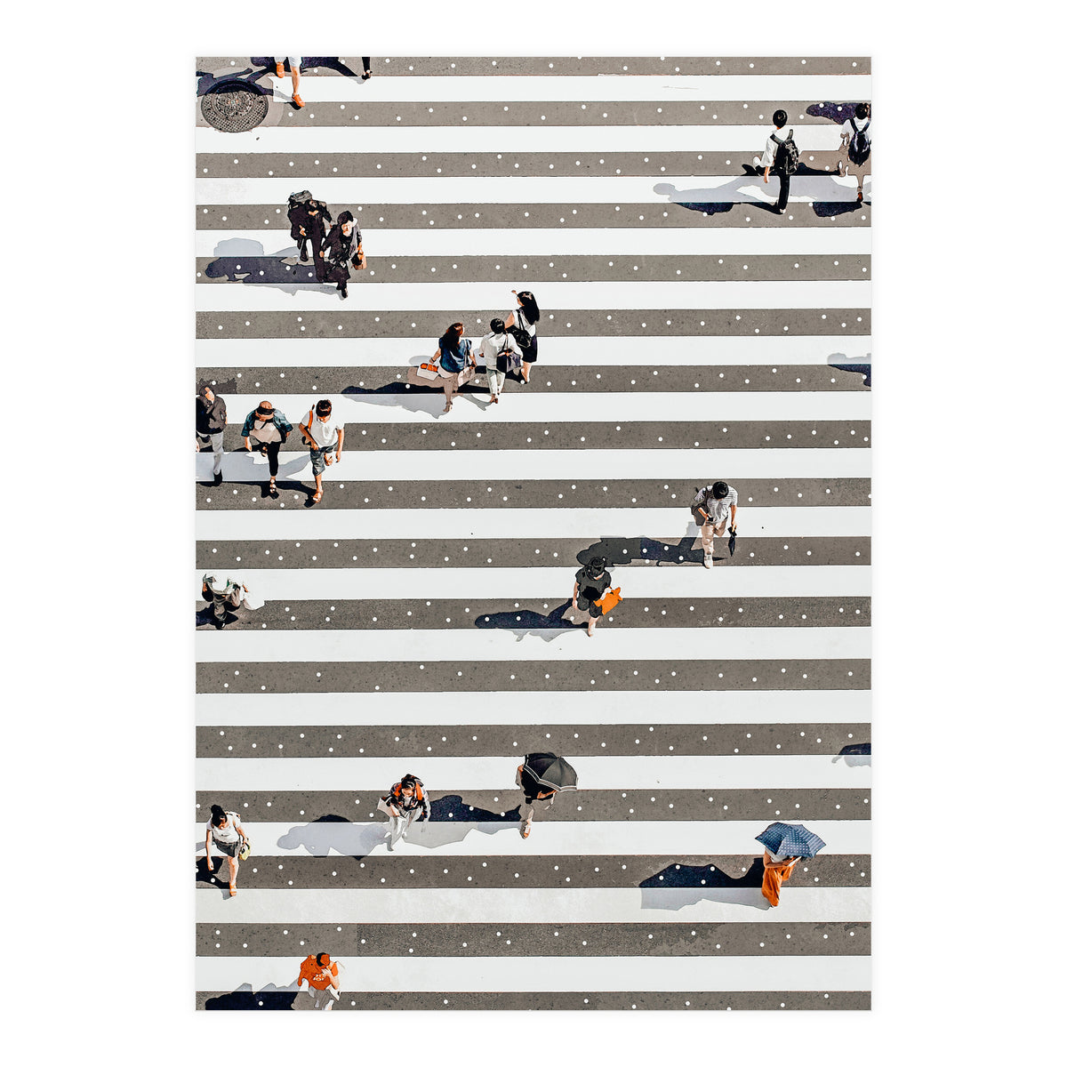 Rain Crossing | Polka Dots Zebra Crossing On The Street | Rain Eclectic Modern Graphic Design (Print Only)