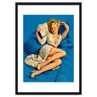 Pinup Sexy Girl Reading A Love Letter
