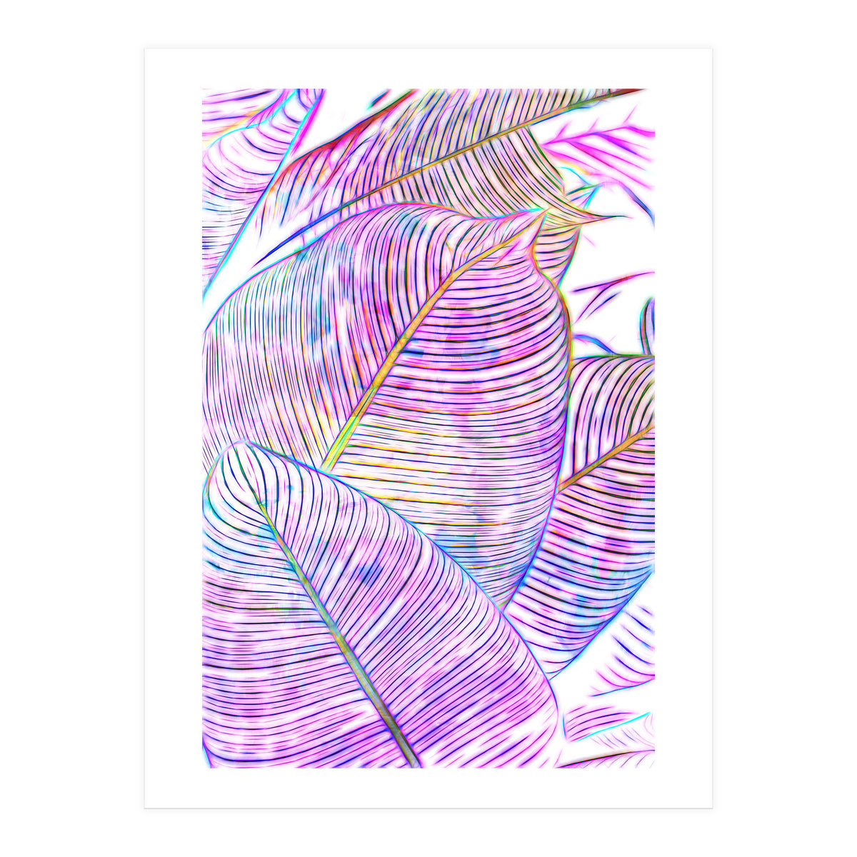 Pink Banana Leaves | Tropical Botanical Jungle | Ultraviolet Purple Nature Plants | Eclectic Forest (Print Only)