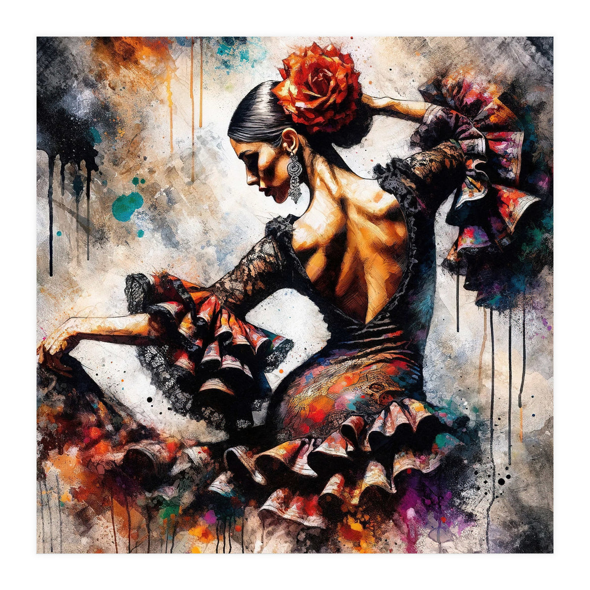 Watercolor Flamenco Dancer #4 (Print Only)