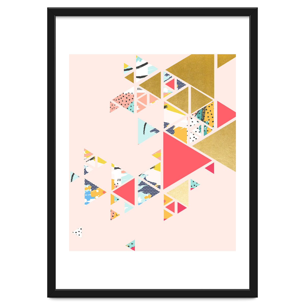 Gold Abstraction, Abstract Eclectic Colorful Geometrical, Blush Pastel Metallic Chic Graphic Design