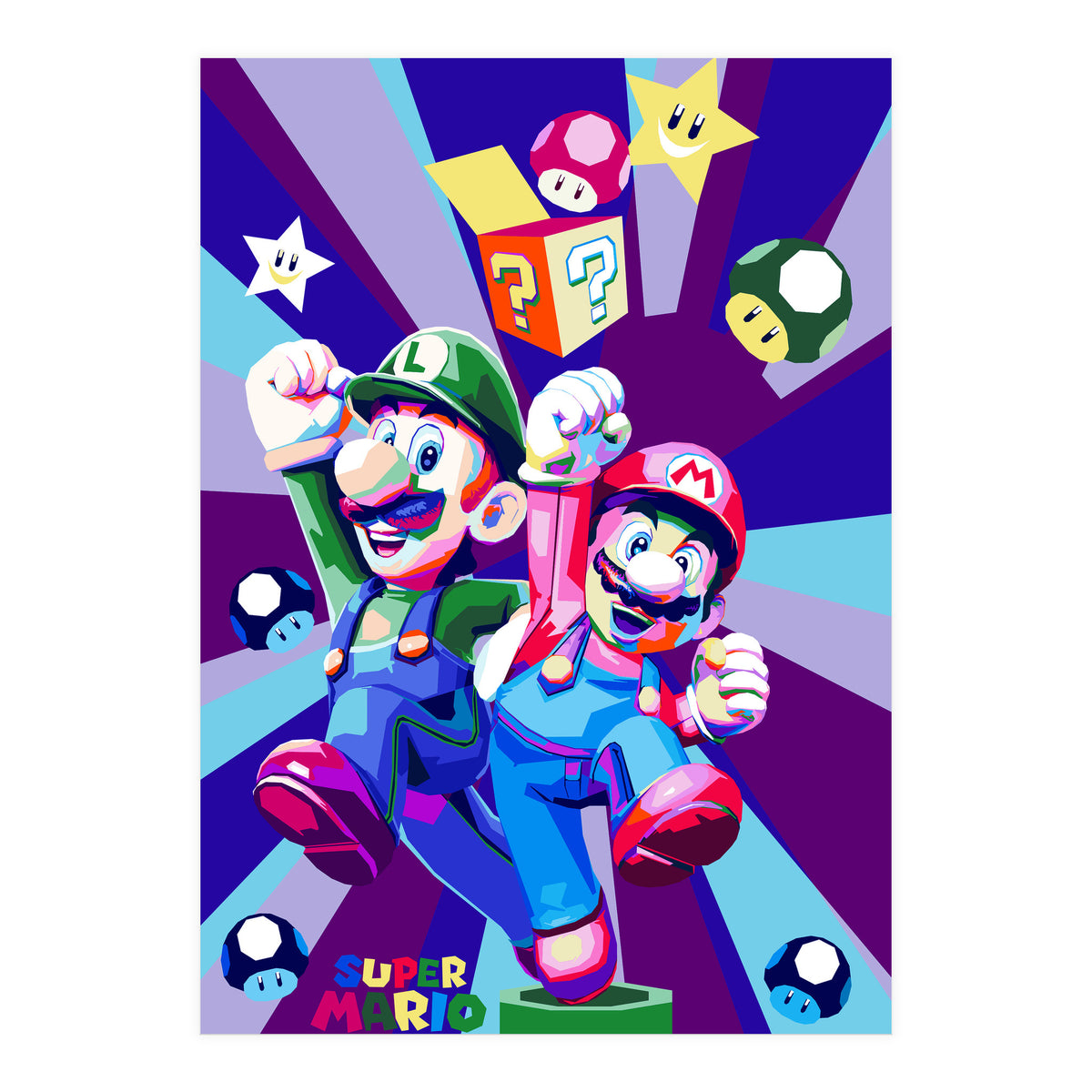 Mario Luigi Popart Cartoon Pop Art (Print Only)