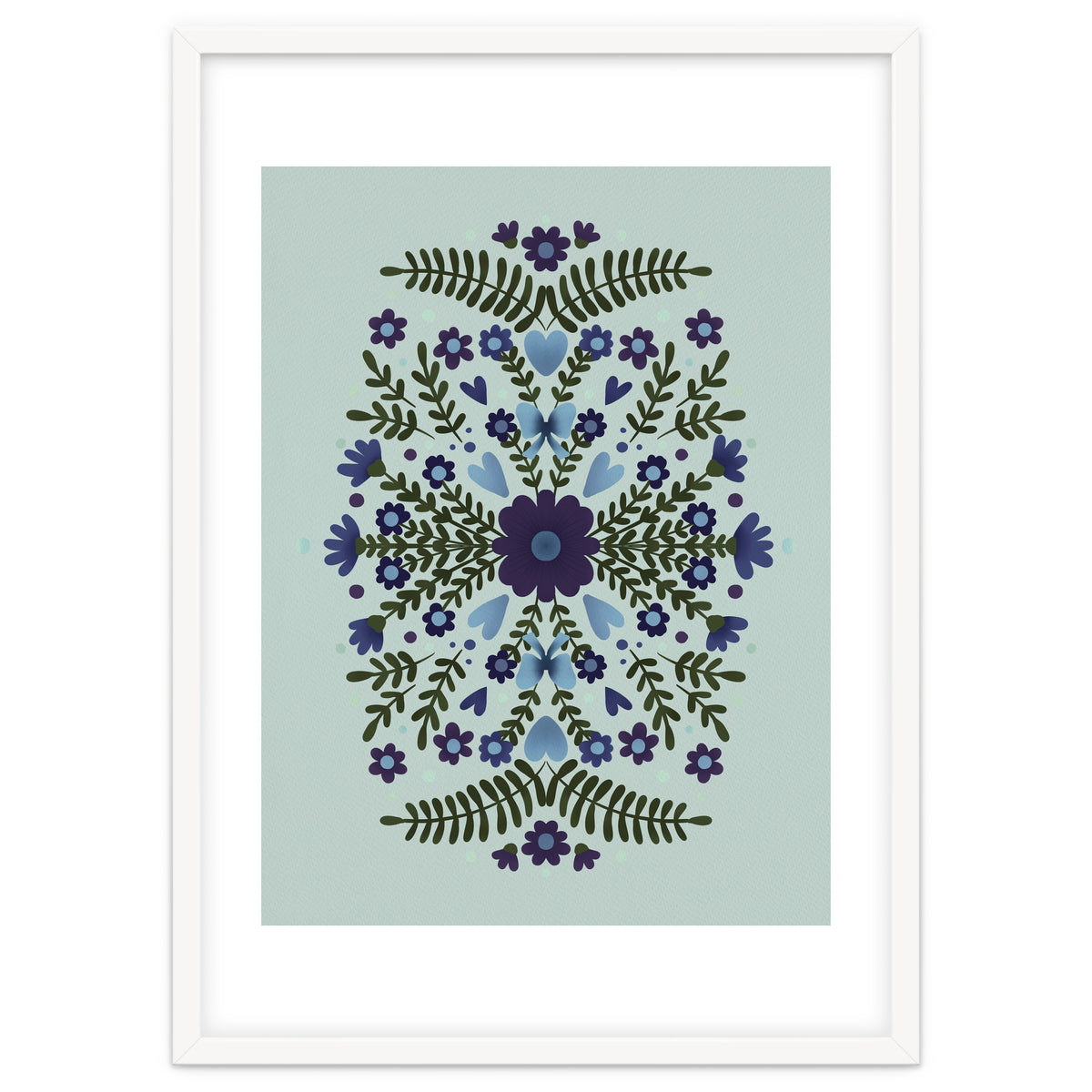 Flowers And Bows Blue And Green