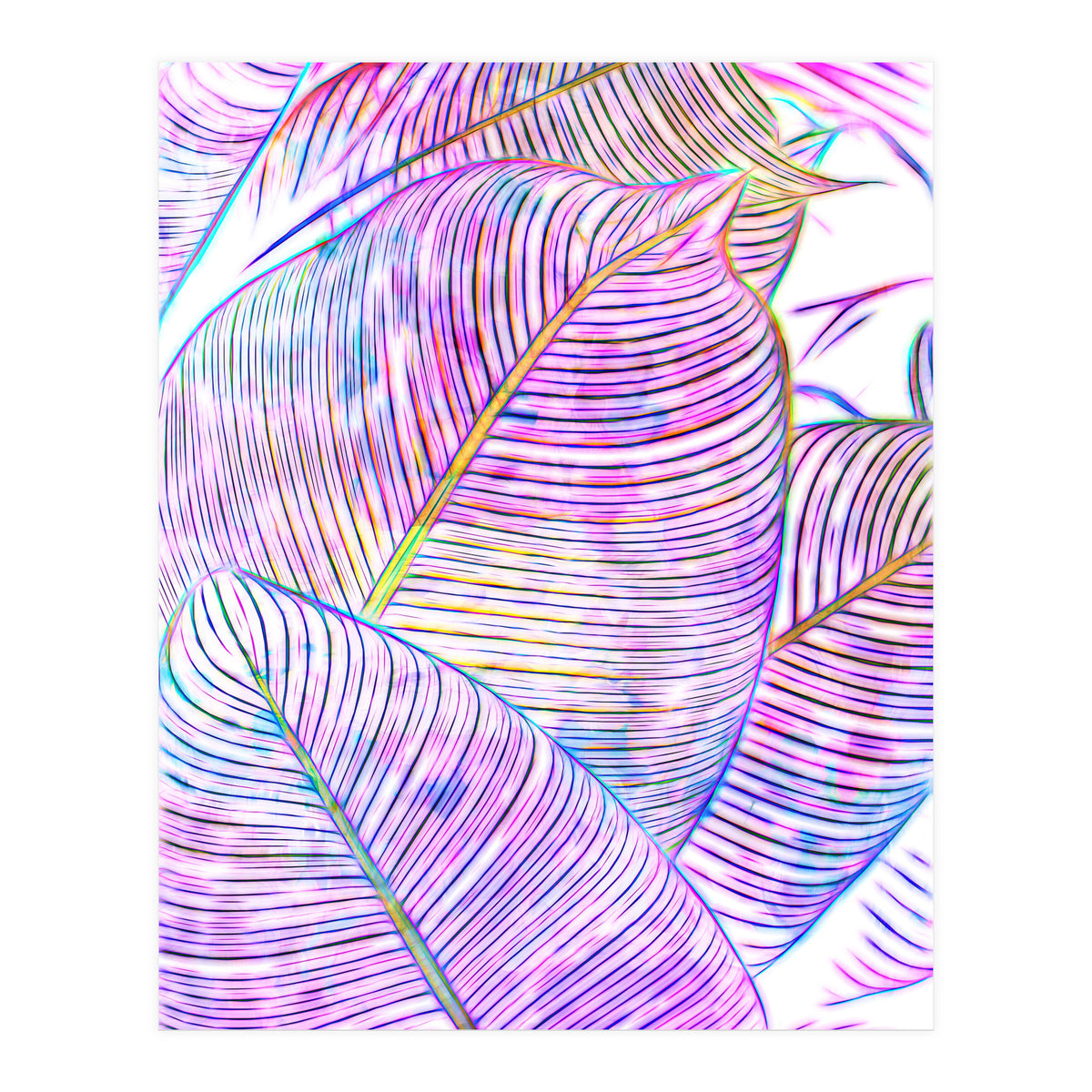 Pink Banana Leaves | Tropical Botanical Jungle | Ultraviolet Purple Nature Plants | Eclectic Forest (Print Only)